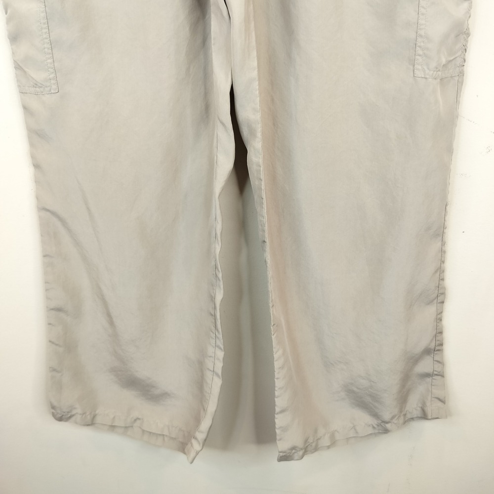 Sigrid Olsen Silk Cargo Pants Medium Womens Cropped Lightweight Neutral - Picture 3 of 11